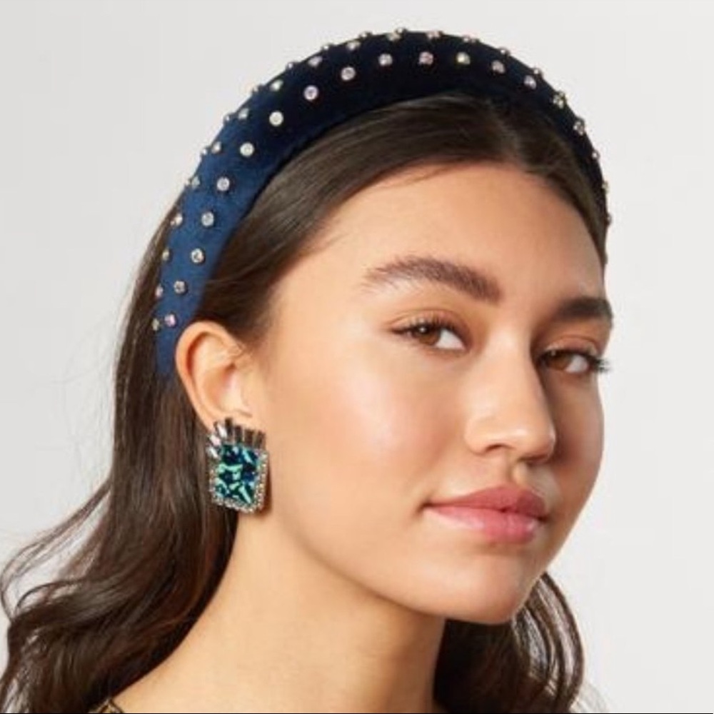 Lele Sadoughi Midnight Ribbed Crystal Headband